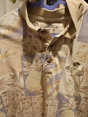 BAMBOO Cay Tropical Pineapple Polo in Beige and Light Purple